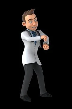 Fun 3D cartoon doctor doing a fit dance Illustrazione stock