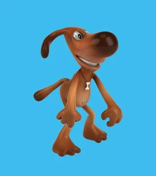 Fun 3D cartoon dog dancing Stock Illustration