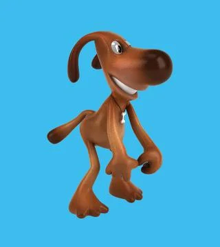 Fun 3D cartoon dog dancing Stock Illustration