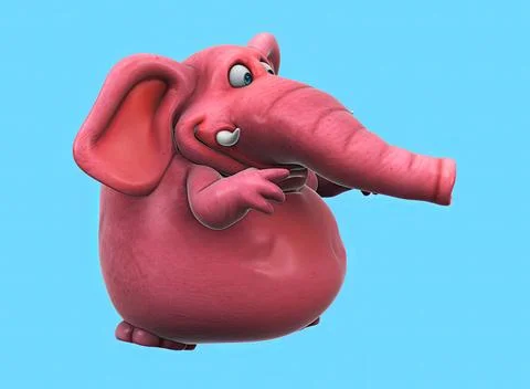 Fun 3D cartoon elephant dancing Stock Illustration