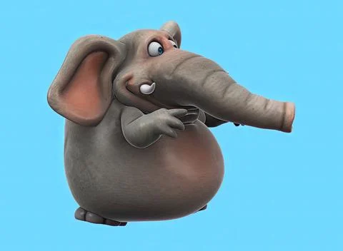 Fun 3D cartoon elephant dancing Stock Illustration