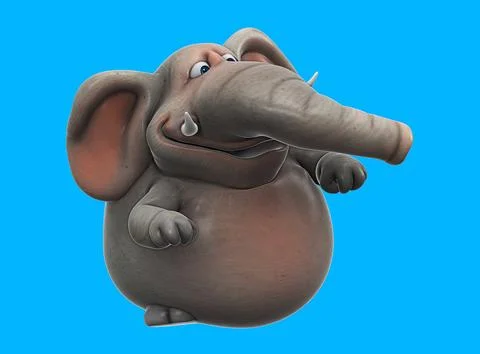 Fun 3D cartoon elephant dancing Stock Illustration
