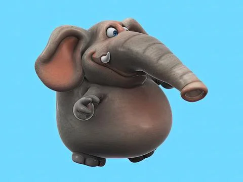 Fun 3D cartoon elephant dancing Stock Illustration
