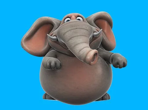 Fun 3D cartoon elephant dancing Stock Illustration