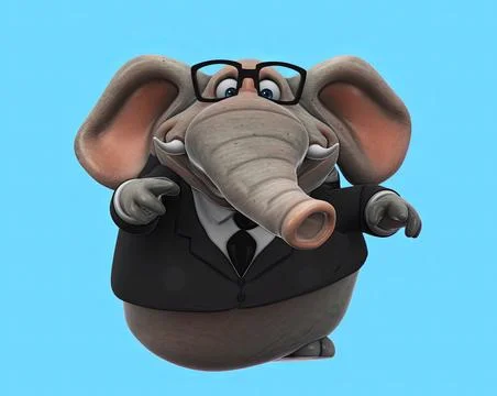 Fun 3D cartoon elephant dancing Stock Illustration