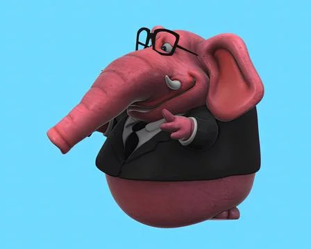 Fun 3D cartoon elephant dancing Stock Illustration