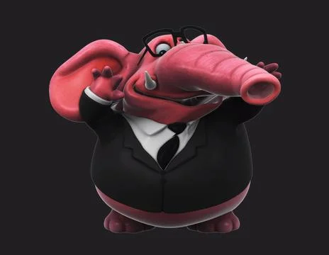 Fun 3D cartoon elephant talking (with alpha channel) Illustrazione stock