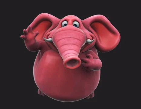 Fun 3D cartoon elephant waving (with alpha channel) Stock Illustration