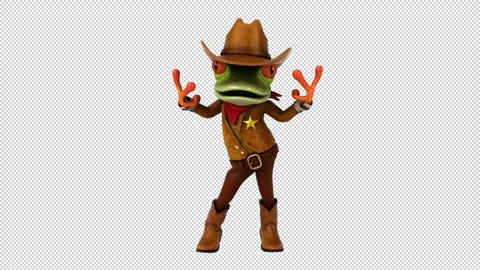 Fun 3D cartoon frog (with alpha channel) Stock Footage 327120374