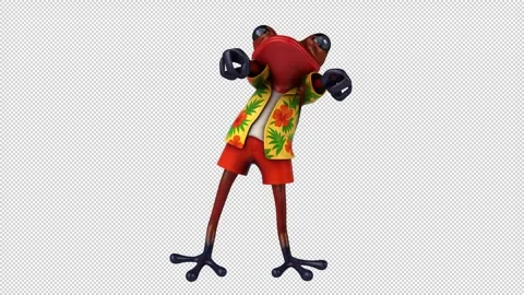 Fun 3D cartoon frog dancing (with alpha channel) Stock Footage 315559125