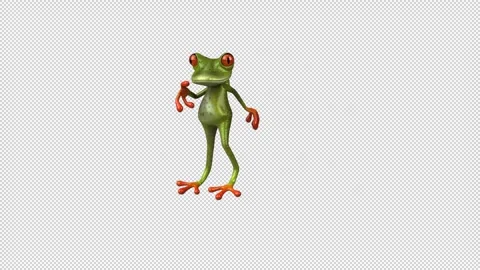 Fun 3D cartoon frog dancing (with alpha channel) Stock Footage 316590573