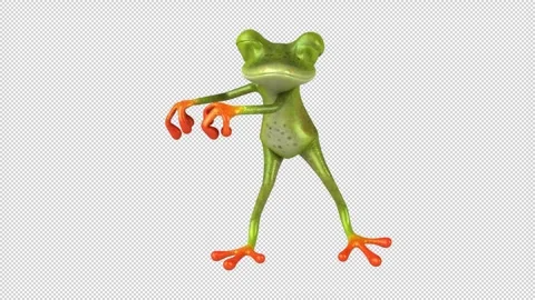 Fun 3D cartoon frog dancing (with alpha channel) Stock Footage 334649852