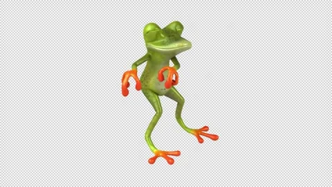 Fun 3D cartoon frog dancing (with alpha channel) Stock Footage 334649855