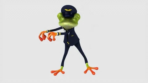 Fun 3D cartoon frog dancing (with alpha channel) Stock Footage 334649857