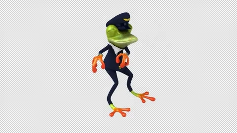 Fun 3D cartoon frog dancing (with alpha channel) Stock Footage 334649862