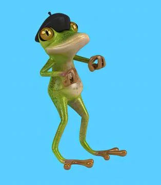 Fun 3D cartoon frog dancing Stock-Illustration