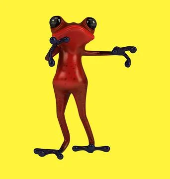Fun 3D cartoon frog dancing Stock Illustration