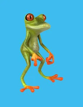 Fun 3D cartoon frog dancing Illustrazione stock