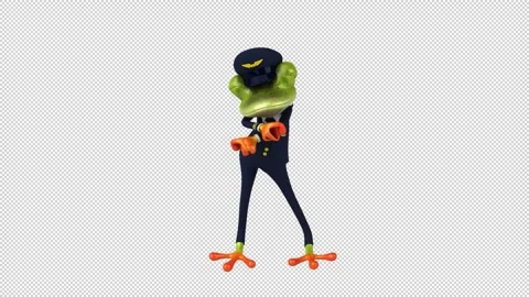 Fun 3D cartoon frog doing a fit dance (with alpha channel) Stock Footage 345566501