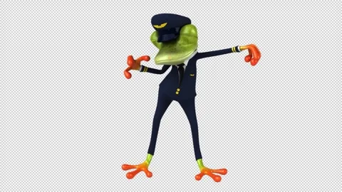 Fun 3D cartoon frog doing a fit dance (with alpha channel) Stock Footage 345566525