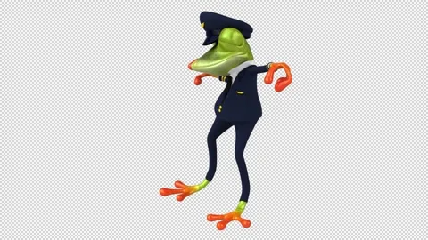 Fun 3D cartoon frog doing a fit dance (with alpha channel) Stock Footage 345566539