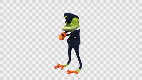 Fun 3D cartoon frog doing a fit dance (with alpha channel) Stock Footage 345566561