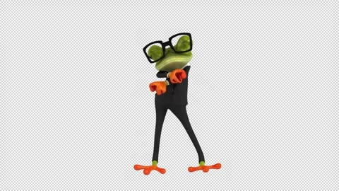 Fun 3D cartoon frog doing a fit dance (with alpha channel) Stock Footage 345566606