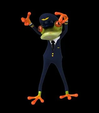 Fun 3D cartoon frog doing a fit dance Stock Illustration