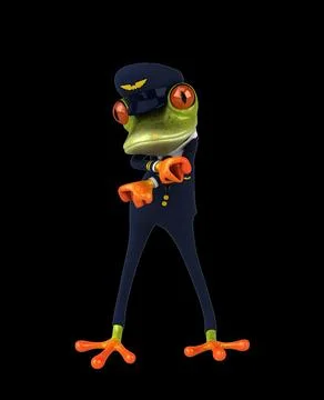 Fun 3D cartoon frog doing a fit dance Stock Illustration
