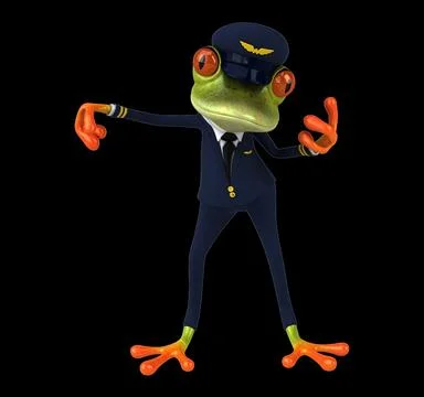 Fun 3D cartoon frog doing a fit dance Stock Illustration
