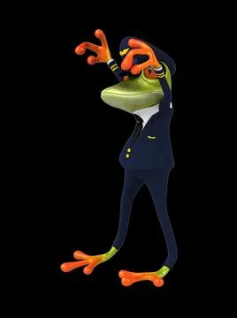 Fun 3D cartoon frog doing a fit dance Stock Illustration