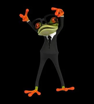 Fun 3D cartoon frog doing a fit dance Stock Illustration