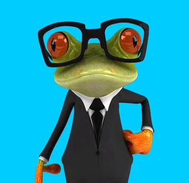 Fun 3D cartoon frog Stock Photos