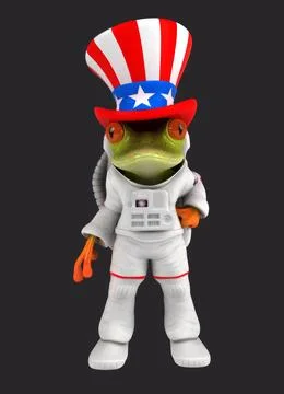 Fun 3D cartoon frog with an uncle sam hat(with alpha channel included) Stock Illustration