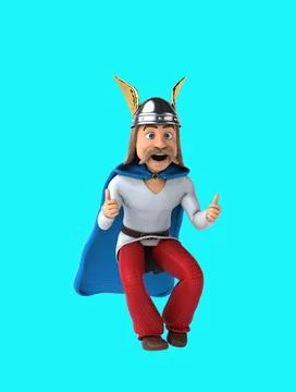 Fun 3D cartoon gaul with thumbs up and down イラスト素材