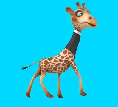 Fun 3D cartoon giraffe walking (with alpha channel) Stock Illustration