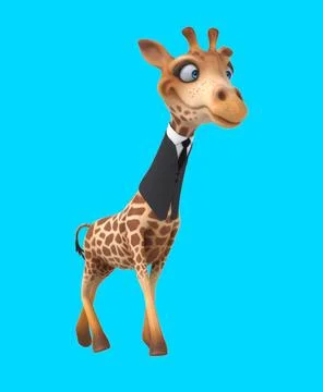 Fun 3D cartoon giraffe walking (with alpha channel) Stock Illustration