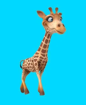 Fun 3D cartoon giraffe walking (with alpha channel) Stock Illustration