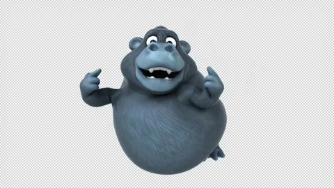 Fun 3D cartoon gorilla (with alpha channel) Stock Footage 325701100