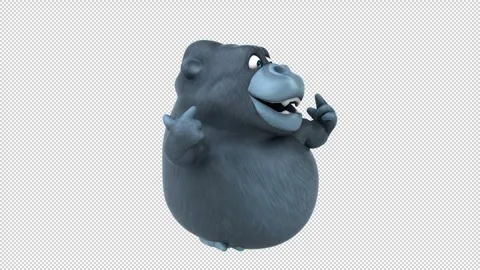 Fun 3D cartoon gorilla (with alpha channel) Stock Footage 325701117