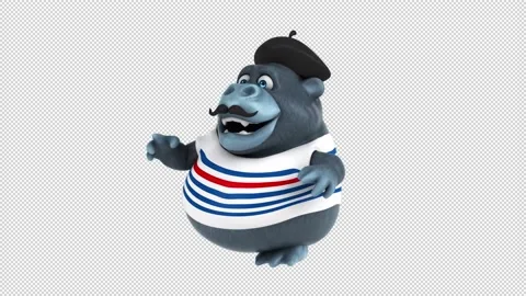 Fun 3D cartoon gorilla dancing (with alpha channel) Stock Footage 233051233