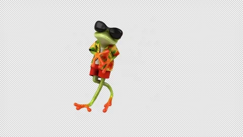 Fun 3d cartoon green frog dancing(with alpha channel) Stock Footage 312199582