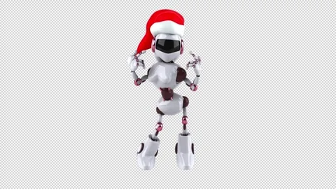 Fun 3D cartoon happy robot (with alpha channel) Stock Footage 323064789