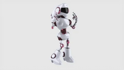 Fun 3D cartoon happy robot (with alpha channel) Stock Footage 323064847