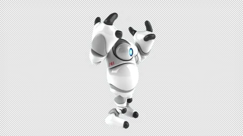 Fun 3D cartoon happy robot (with alpha channel) Stock Footage 323099794