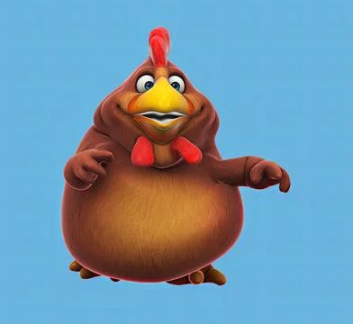 Fun 3D cartoon hen dancing Stock Illustration