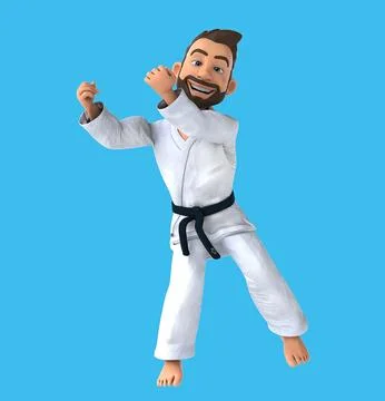 Fun 3D cartoon karate fighter dancing Illustrazione stock
