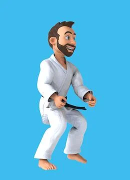 Fun 3D cartoon karate fighter dancing Stock Illustration