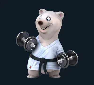 Fun 3D cartoon karateka bear (with alpha channel) Stock Illustration