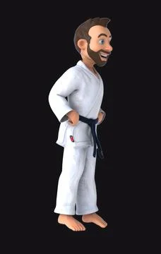 Fun 3D cartoon karateka clapping (with alpha channel) Stock Illustration